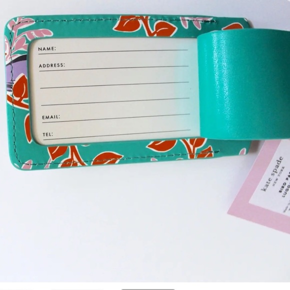 NEW! Kate Spade ♠️ Green Leather Travel luggage Tag - Picture 3 of 9